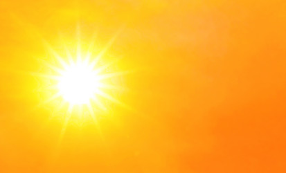 sky orange gold with sunlight shine glow, hot and burning climate concept, yellow gold sky and atmosphere sunshine for background
